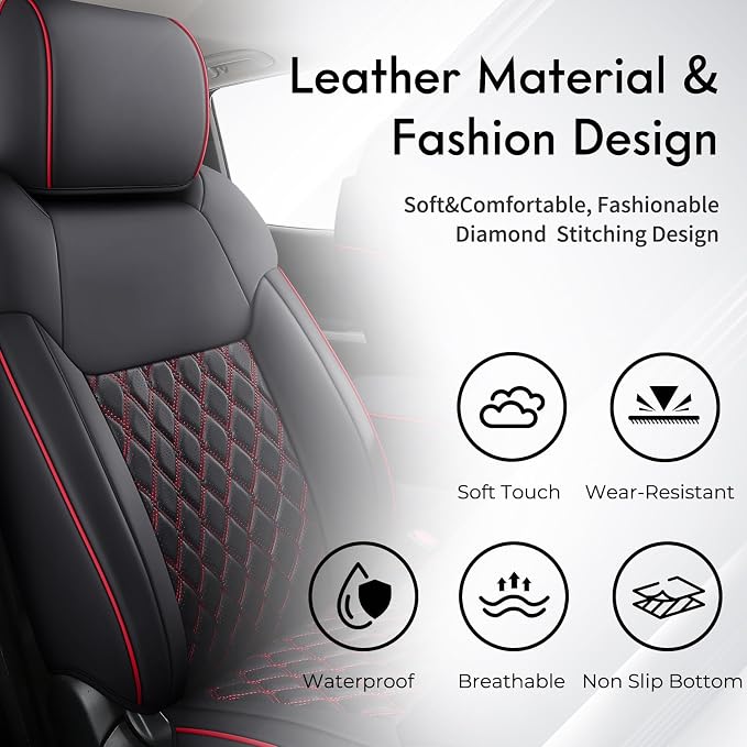 Seat Covers for Toyota Tacoma — Front Seat — Black / Red
