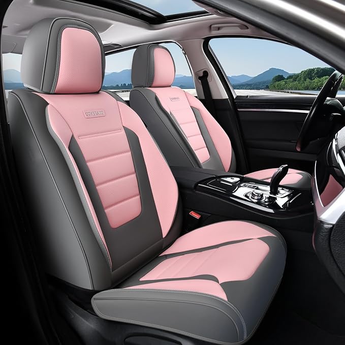 Universal Seat Covers — Full Set — Gray / Pink