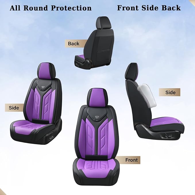 Universal Seat Covers — Full Set — Black / Purple