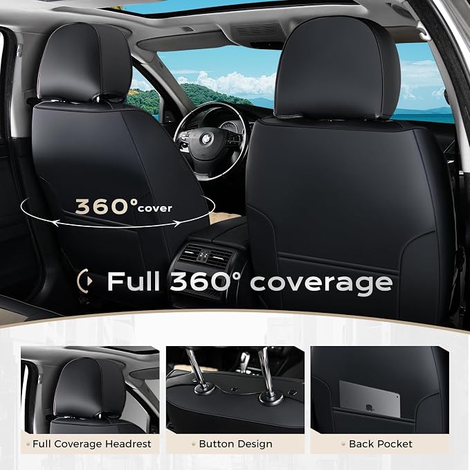 Universal Faux Leather Seat Covers — Full Set