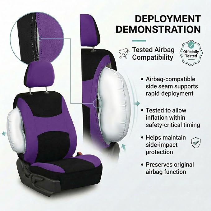 Universal Fabric Seat Covers — Purple