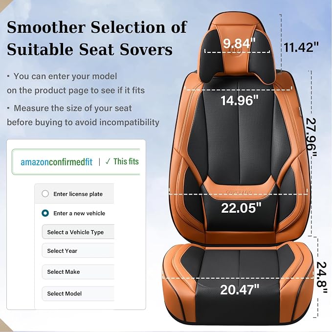 Universal Seat Covers — Full Set — Black / Brown