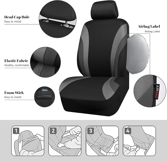 Universal Seat Covers — Front Seat — Gray / Black