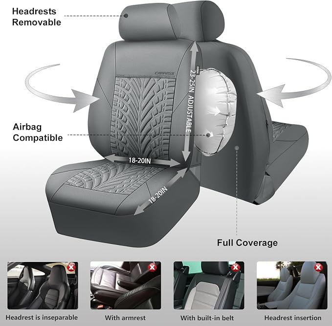 Universal Neoprene Seat Covers — Full Set — Gray