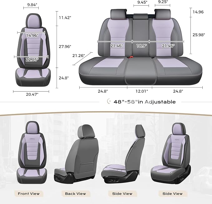 Universal Seat Covers — Full Set — Gray / Purple