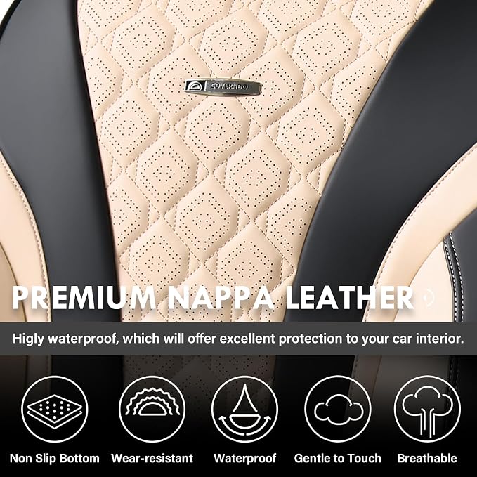 Universal Seat Covers — Full Set — Black / Beige