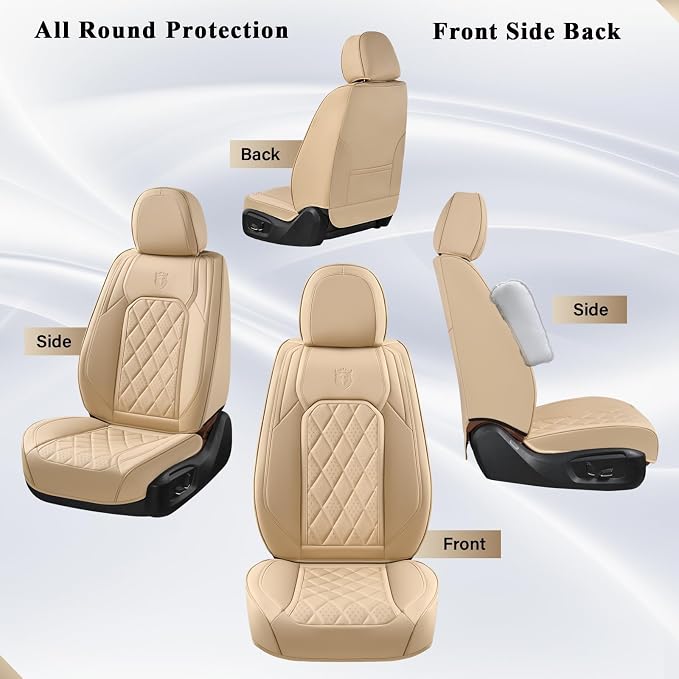 Universal Faux Leather Seat Covers — Full Set — Beige