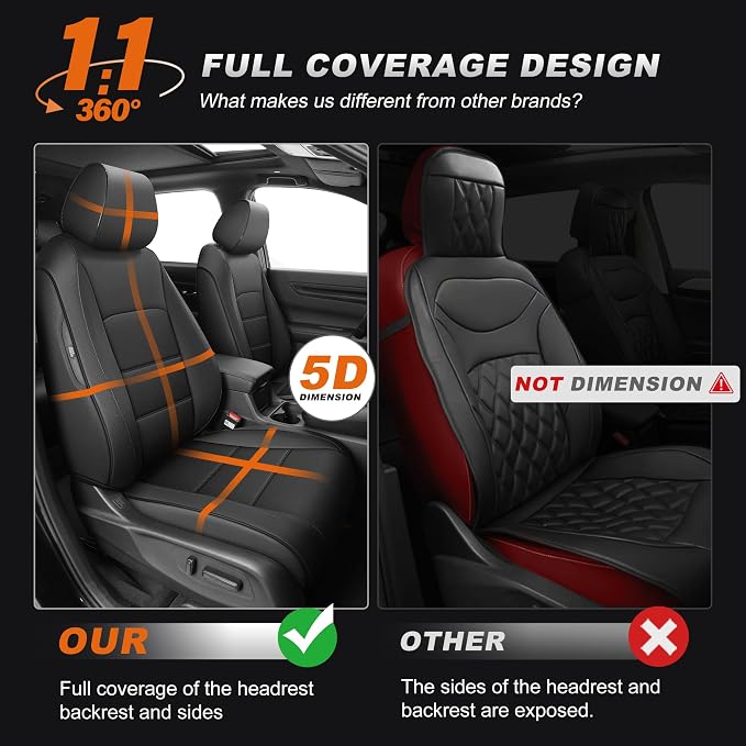 Faux Leather Seat Covers for Honda CR-V — Full Set — Black