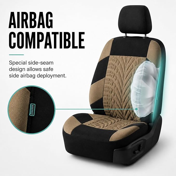Universal Fabric Seat Covers — Full Set — Beige