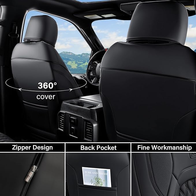 Faux Leather Seat Covers for Chevrolet Silverado / GMC Sierra — Front Seat — Black