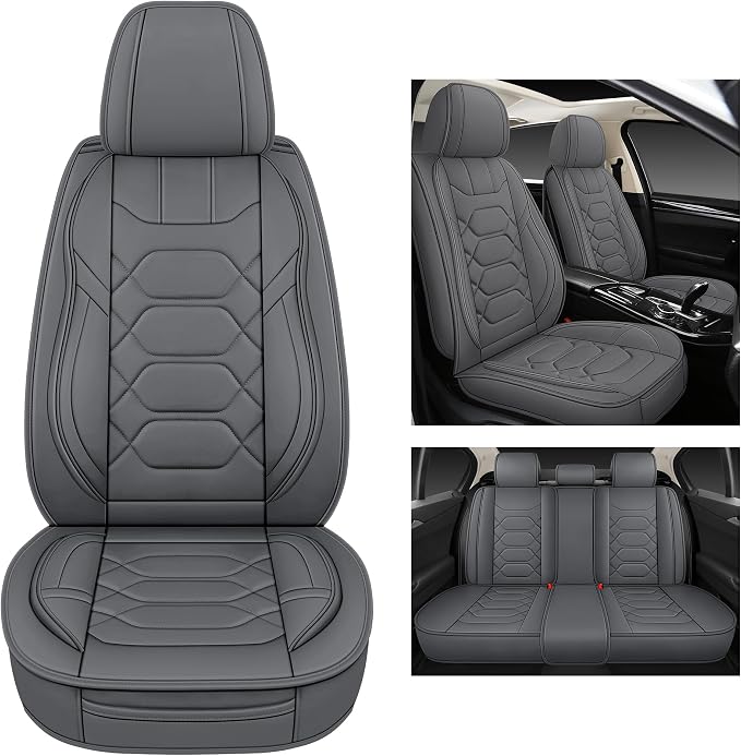 Universal Faux Leather Seat Covers — Full Set — Gray