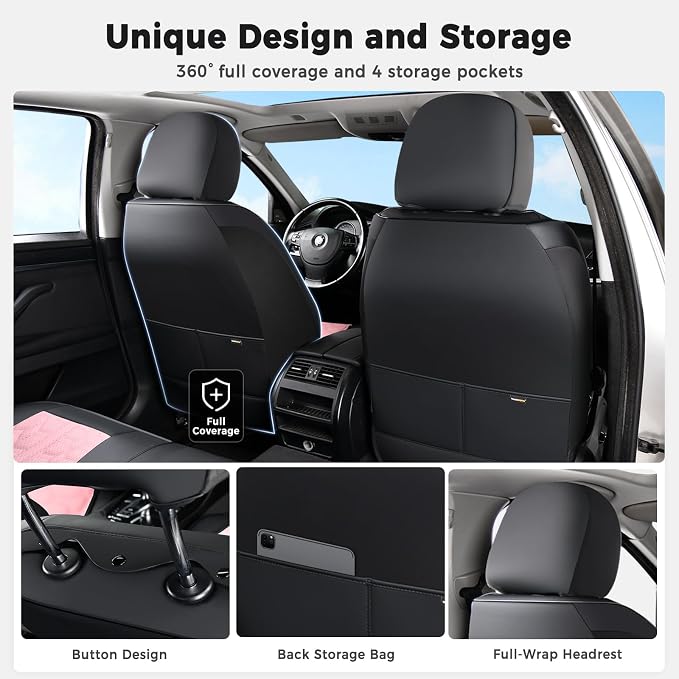Universal Seat Covers — Front Seat — Black / Pink