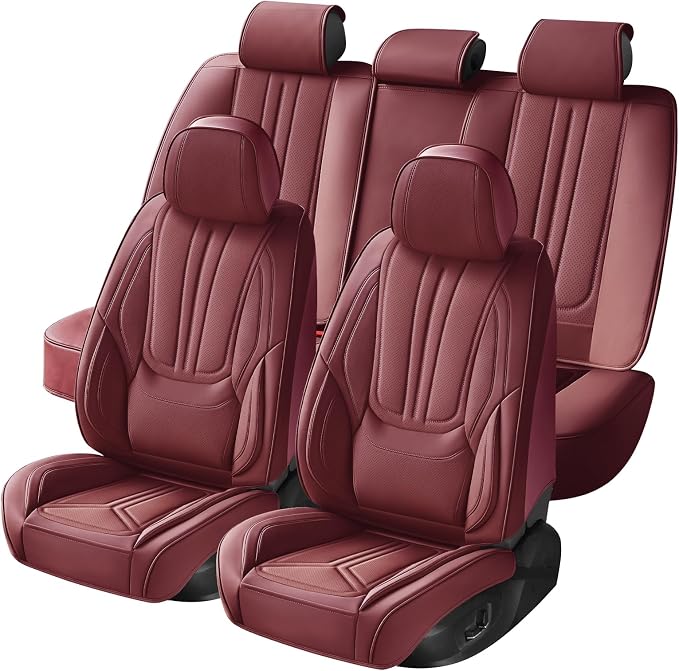 Universal Seat Covers — Full Set — Burgundy / Red