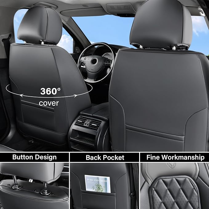 Universal Faux Leather Seat Covers — Full Set — Gray / Black