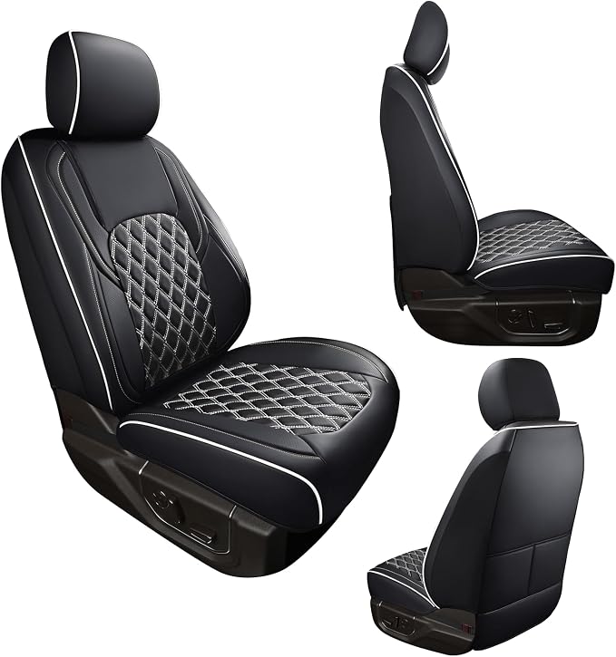 Seat Covers for Multiple Vehicles — Front Seat — Black / White