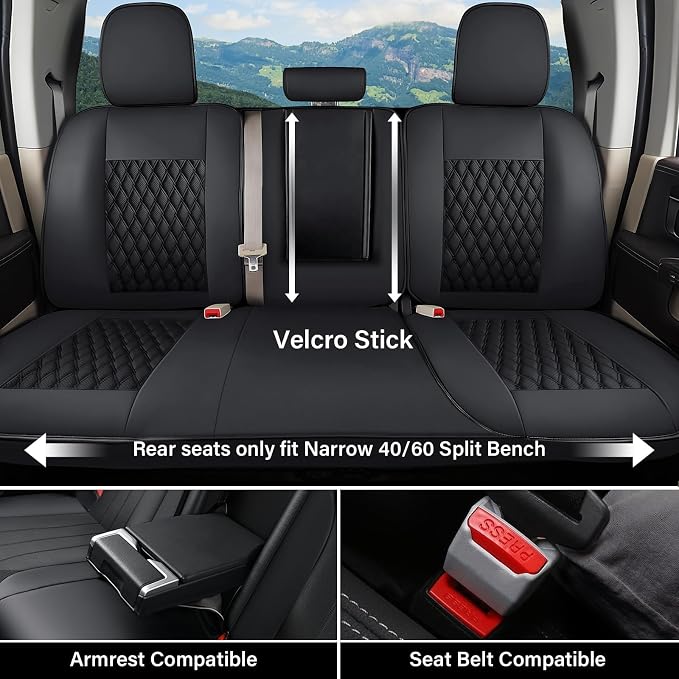 Faux Leather Seat Covers for Chevrolet Silverado / GMC Sierra — Front Seat — Black