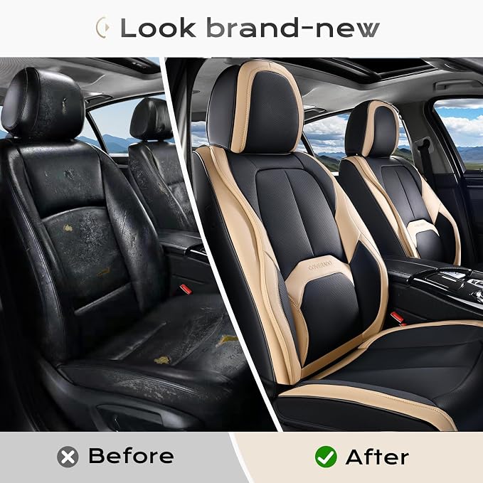 Universal Seat Covers — Front Seat — Black / Beige