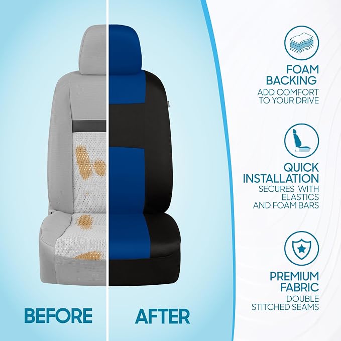 Car Seat Covers — Full Set — Blue / Black