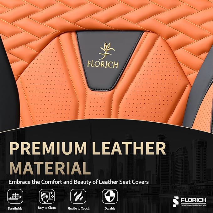 Universal Seat Covers — Full Set — Black / Orange