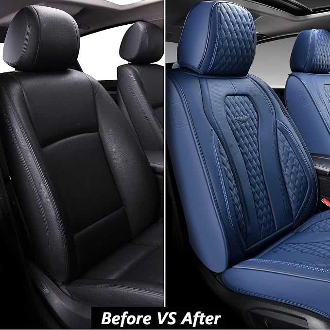 Universal Faux Leather Seat Covers — Front Seat — Blue
