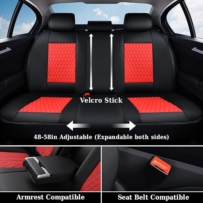 Universal Seat Covers — Rear Seat — Black / Red