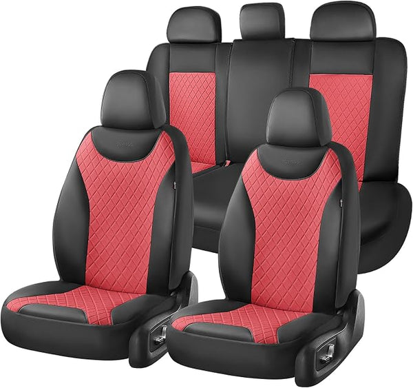 Universal Seat Covers — Full Set — Black / Red