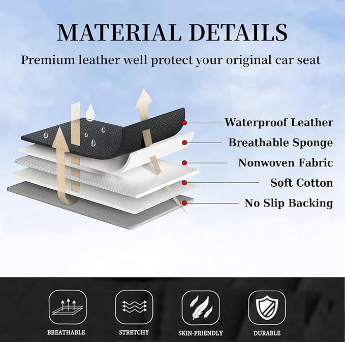 Universal Faux Leather Seat Covers — Front Seat — Black