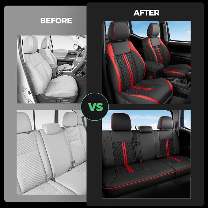 Seat Covers for Toyota Tacoma — Full Set — Black / Red