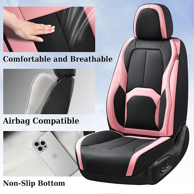 Universal Seat Covers — Full Set — Black / Pink