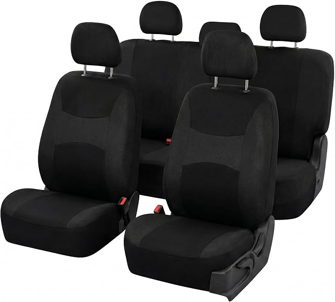 Universal Fabric Seat Covers — Full Set — Black