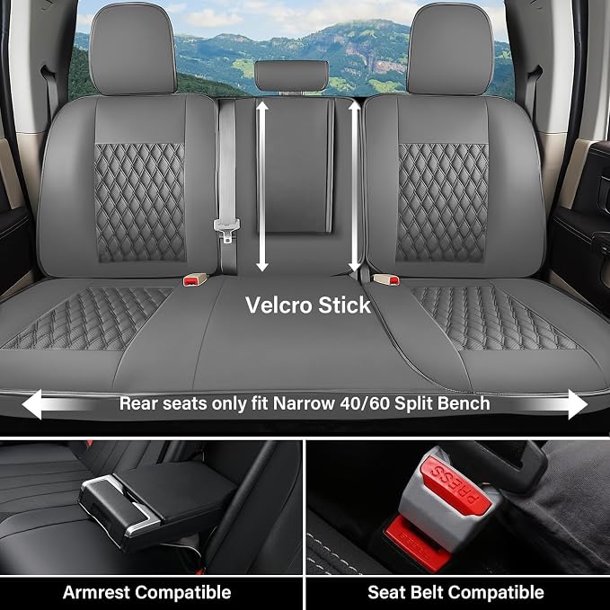 Faux Leather Seat Covers for Chevrolet Silverado / GMC Sierra — Full Set — Gray