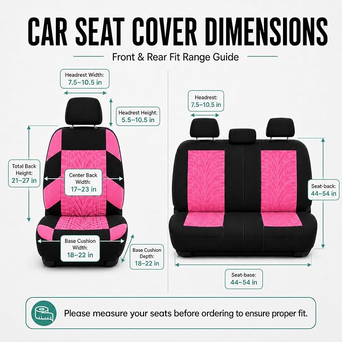 Universal Seat Covers — Full Set — Pink
