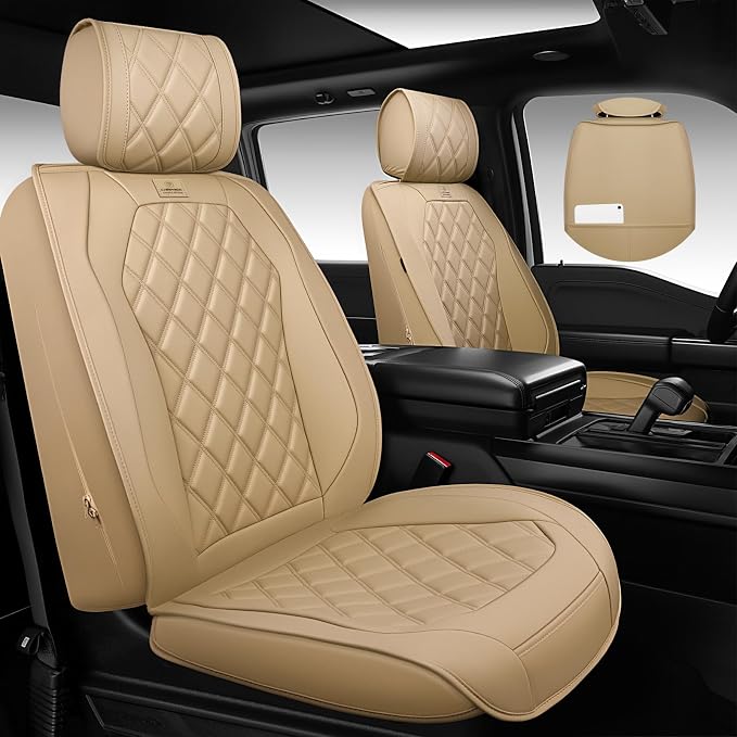 Universal Faux Leather Seat Covers — Full Set — Beige
