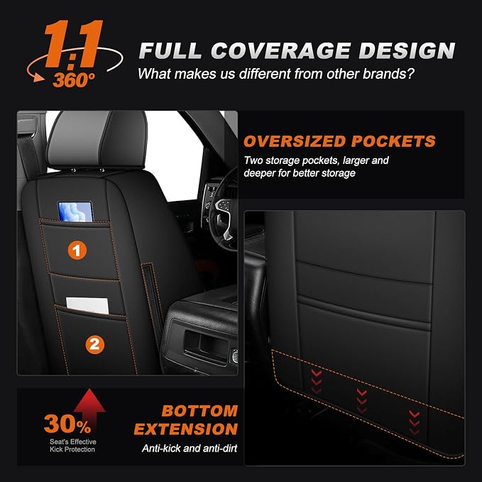 Faux Leather Seat Covers for Chevrolet Silverado / GMC Sierra — Full Set — Black / Gray