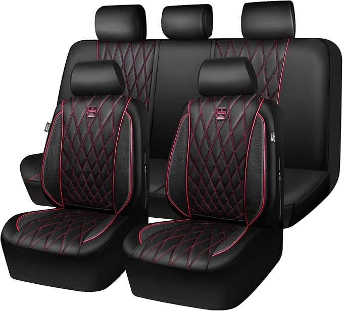 Universal Seat Covers — Full Set — Black / Red