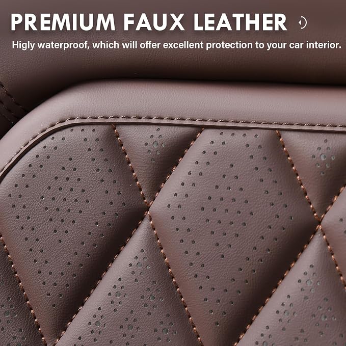 Universal Faux Leather Seat Covers — Front Seat — Brown
