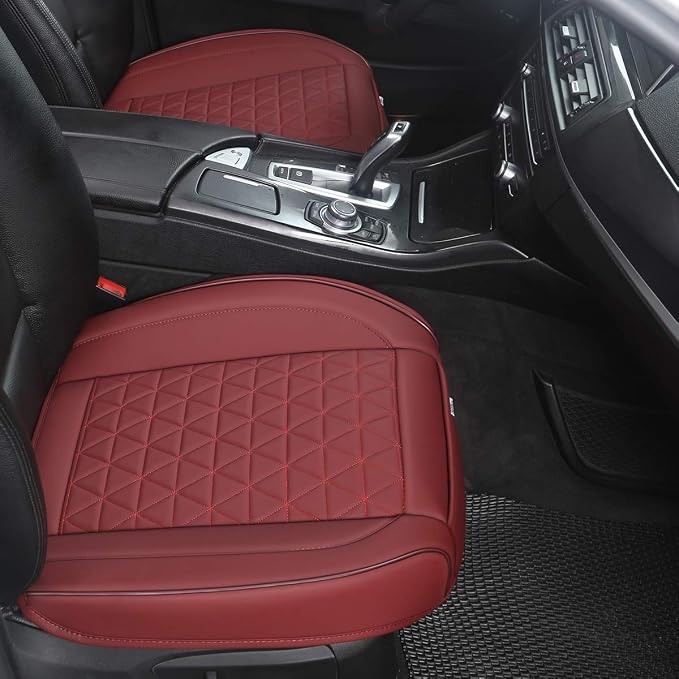 Universal Faux Leather Seat Covers — Front Seat — Black / Burgundy