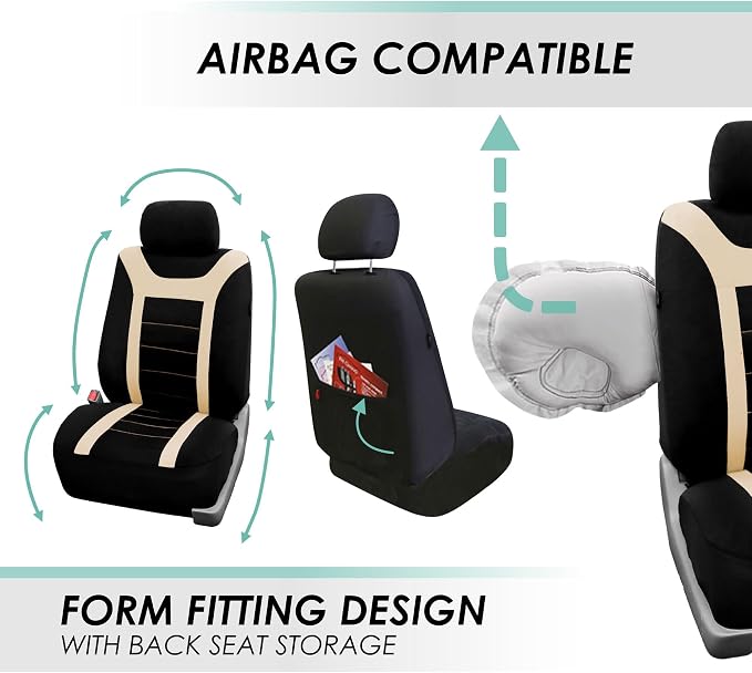 Universal Seat Covers — Front Seat — Beige / Black