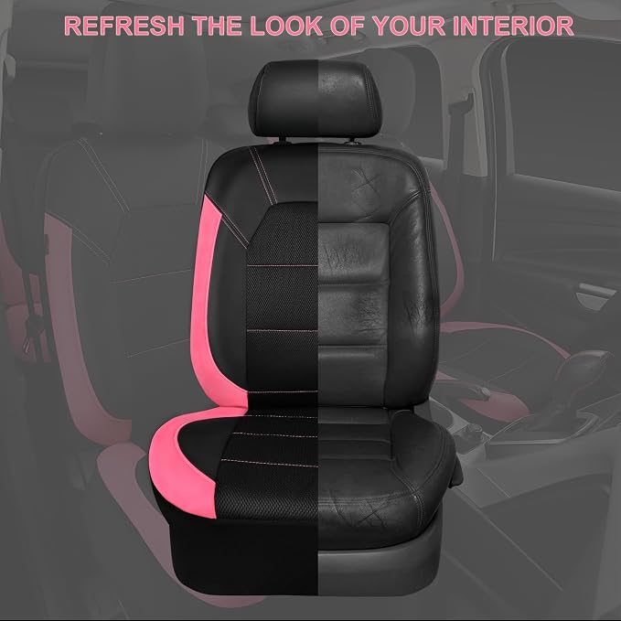 Universal Seat Covers — Full Set — Black / Pink