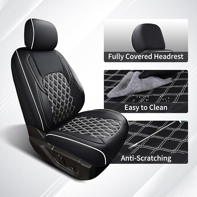 Seat Covers for Toyota Tacoma — Full Set — Black / White