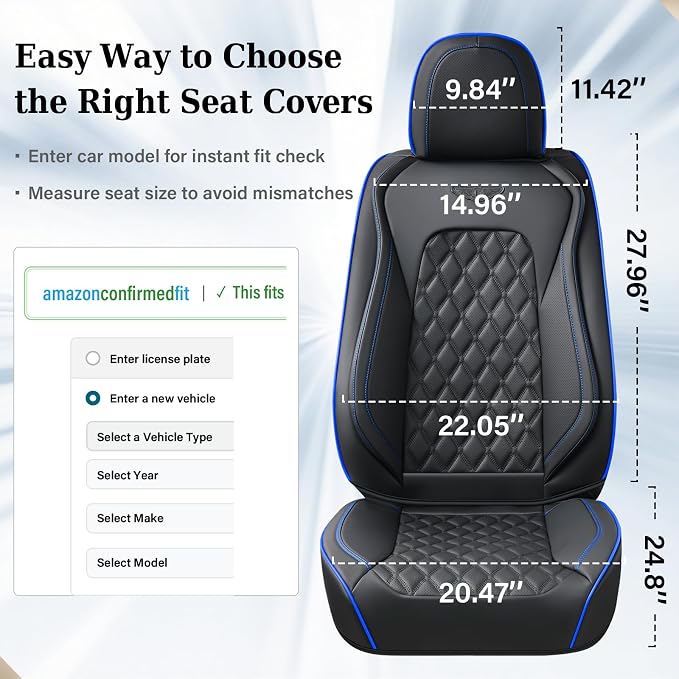 Universal Seat Covers — Front Seat — Black / Blue