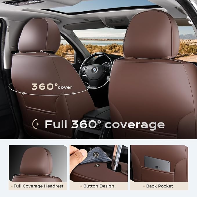 Universal Seat Covers — Full Set — Brown