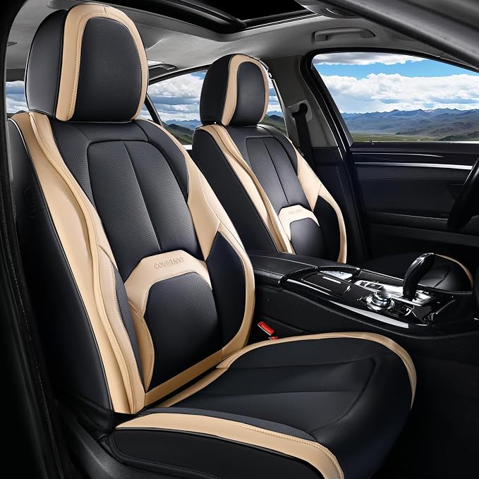 Universal Seat Covers — Front Seat — Black / Beige