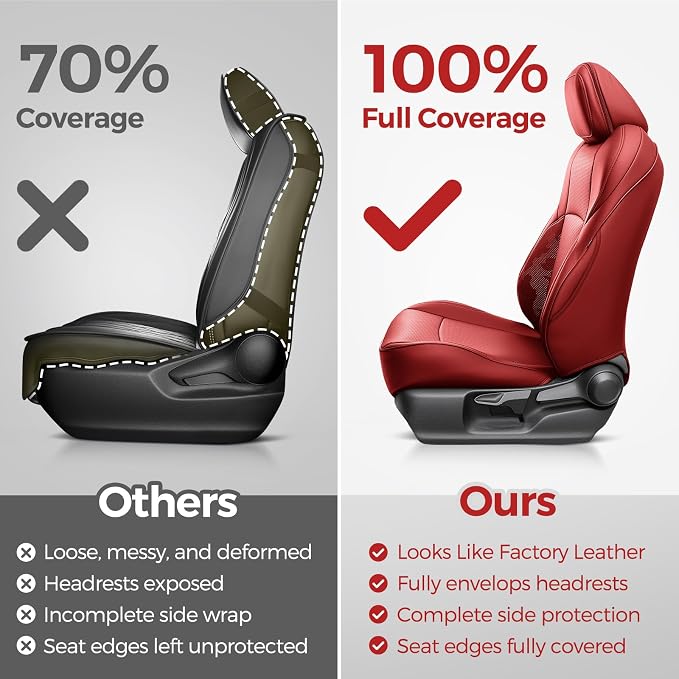 Faux Leather Seat Covers for Toyota Tacoma — Front Seat — Red