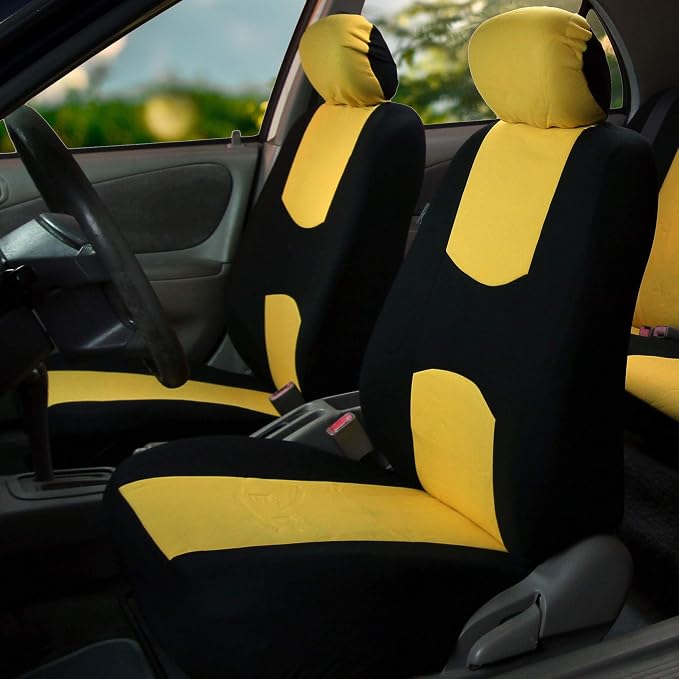 Universal Fabric Seat Covers — Front Seat — Yellow