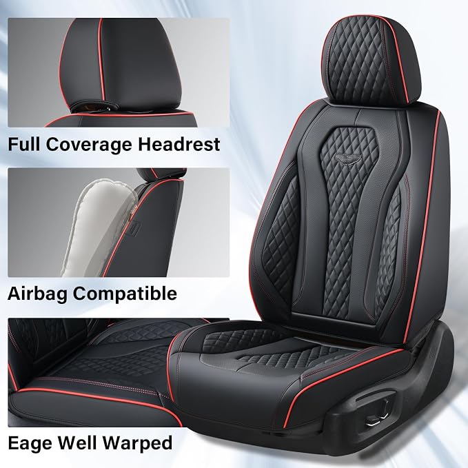 Universal Seat Covers — Full Set — Black / Red