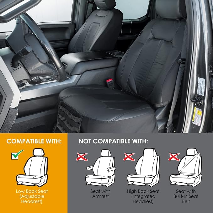 Faux Leather Car Seat Covers — Front Seat — Black