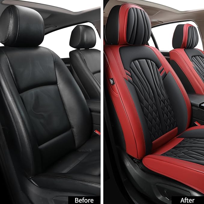Universal Faux Leather Seat Covers — Red