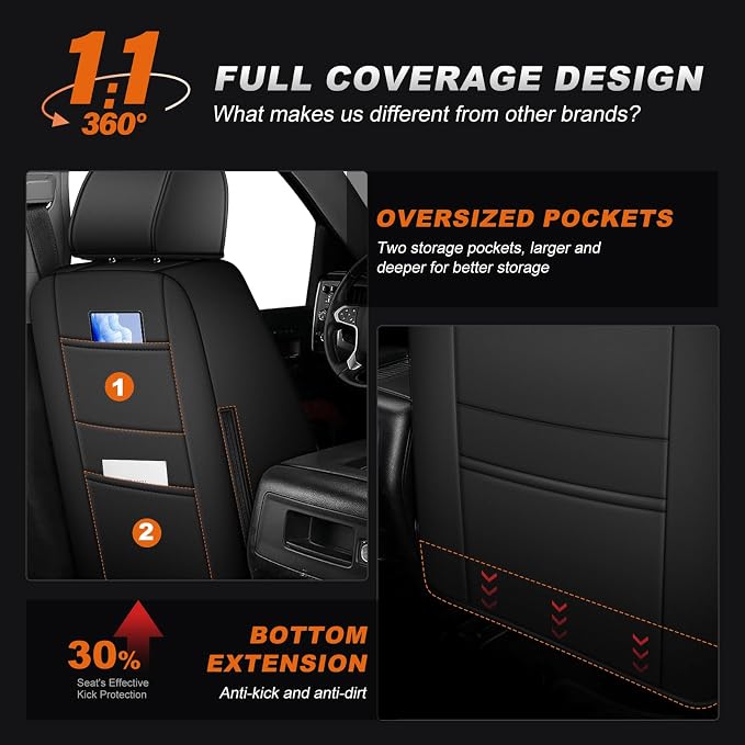 Faux Leather Seat Covers for Chevrolet Silverado / GMC Sierra — Full Set — Black / Gray