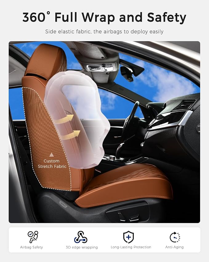 Universal Seat Covers — Front Seat — Brown